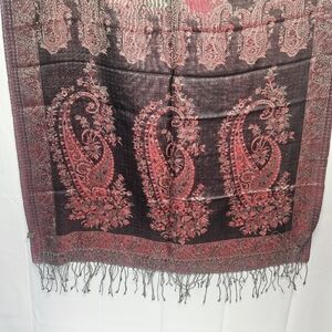 Silk of Como 100% Silk Large Azalea Fringed Scarf.